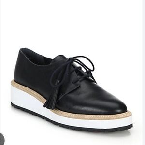 Loeffler Randall Callie Leather Demi-wedge Oxford, Black